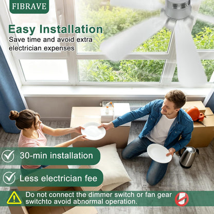 Ceiling Fan with Lights and Remote 2026 New Ceiling Fans LED 40W 3 Speeds Modern Fan Light Dimmable 3 Color Light Bulb Fan for Bedroom, Living Room, Closet, Garage, Kitchen(White)
