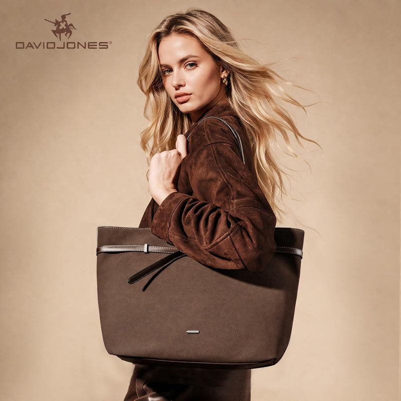 David Jones Large Suede Tote Bag – A4 & 13-Inch Laptop