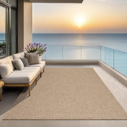 the carpet Kansas - robust indoor and outdoor carpet in natural jute look, weatherproof, suitable for patio and garden, approx. 120 x 170 cm