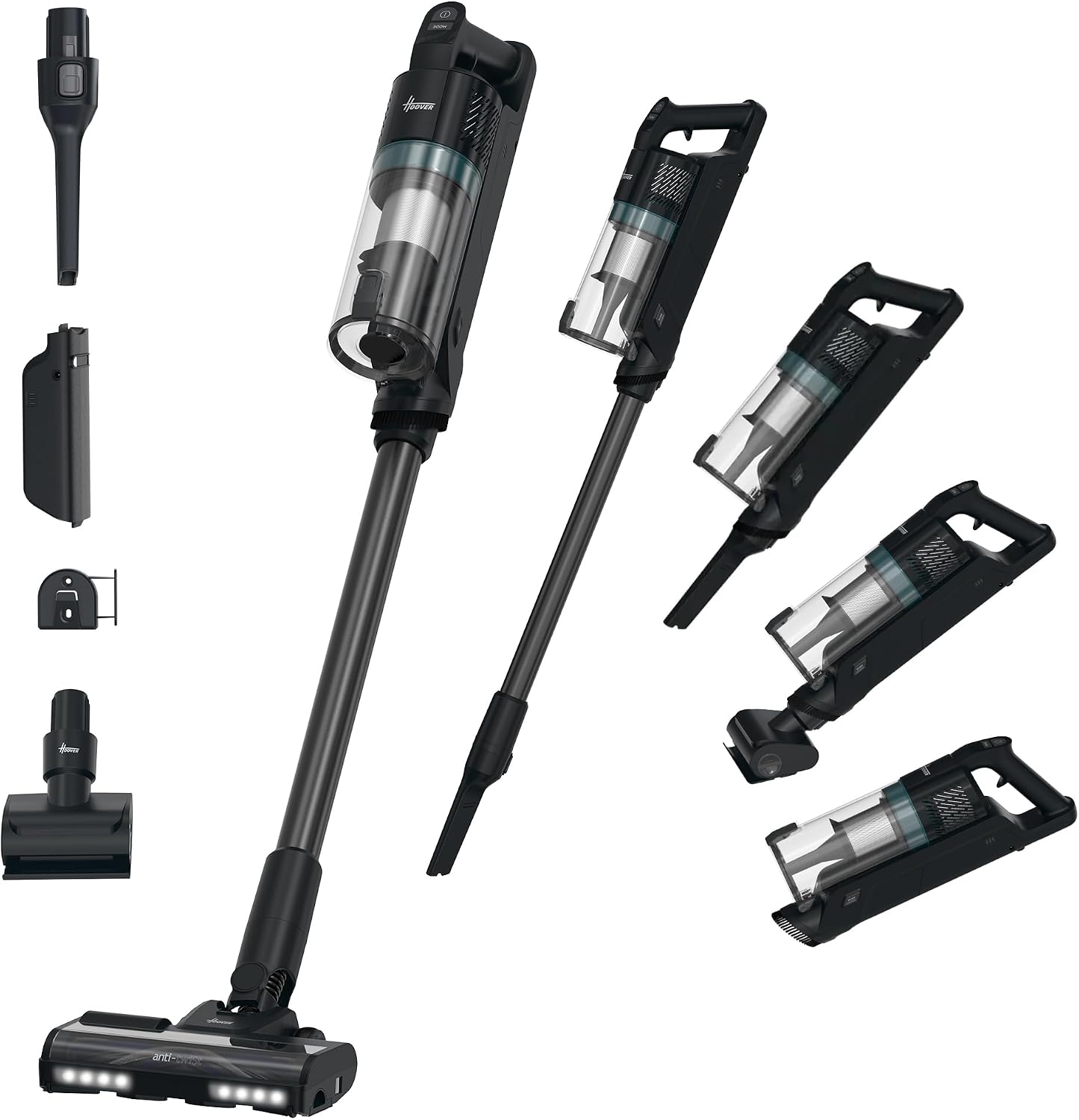 Hoover HF1 Max Cordless Vacuum Cleaner with Anti-Hair Wrap, 50 Min Runtime, 200W Motor, 3-Speed Modes, LED Headlights, Converts to Handheld, Bagless & Easy-Empty [HF1M10H]