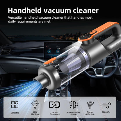 Handheld Vacuum Cleaner, 35000Pa 4-in-1 Car Vacuum Cleaner Cordless Powerful, One-touch Dust Emptying, Brushless Motor, HD Display, LED Light, Hand Held Vacuum Cordless for Home/Office/Car, Orange