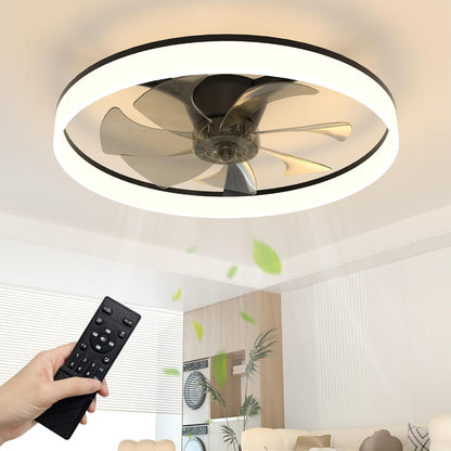 NIORSUN 50cm Ceiling Fans with Lights and Remote, 6 Speeds Modern Smart LED Ceiling Fan Light, 3000K-6500K Dimmable Quiet Fan Lights Ceiling for Bedroom Living Room Dining Room (White)