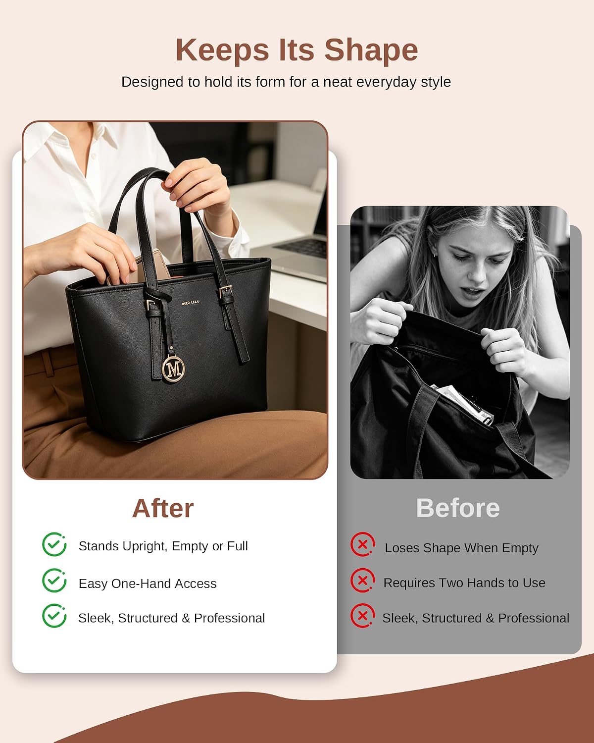 Miss Lulu Women's Waterproof Laptop Tote Bag