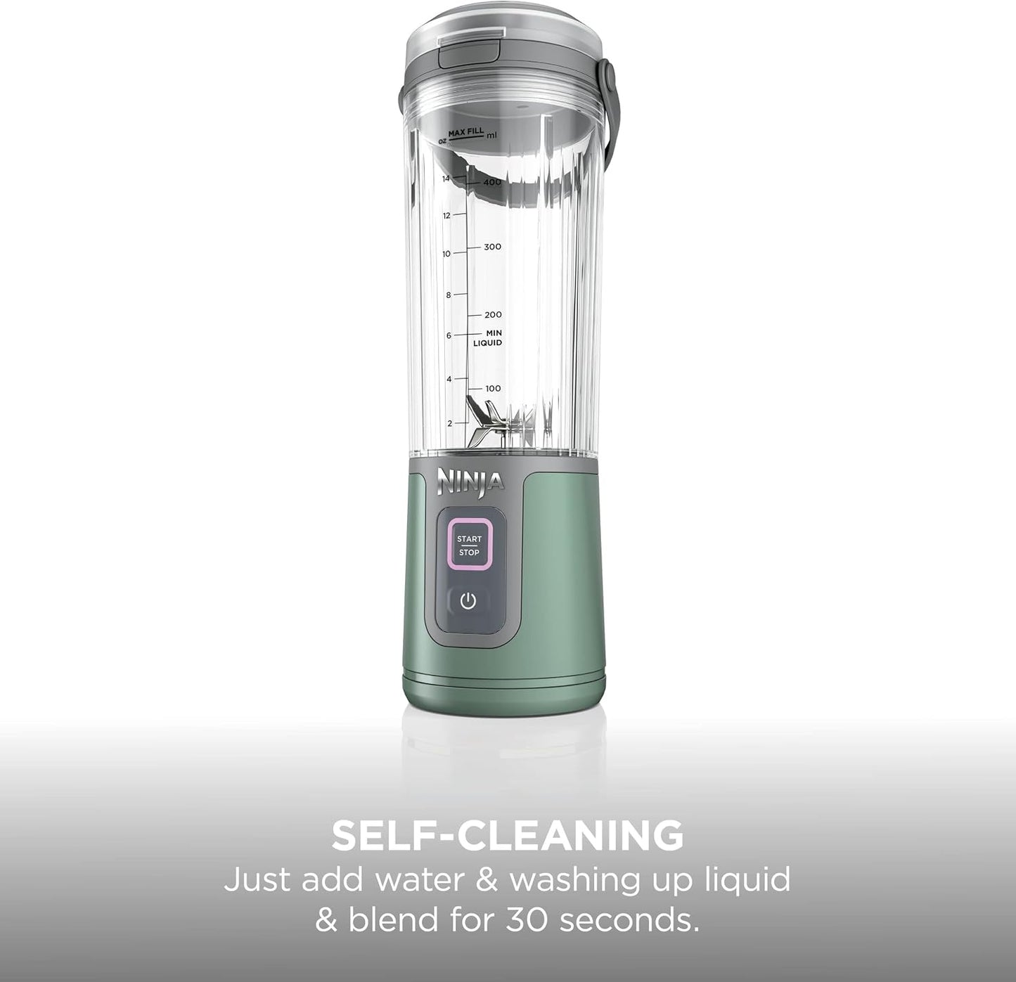 Ninja Blast Portable Blender, 530ml, Leakproof Lid & Sip Spout, Powerful Cordless Mini Blender, Rechargeable, Portable Smoothies, Protein Shakes, Blends Ice & Frozen Fruit, Forest Green, BC151UKEM