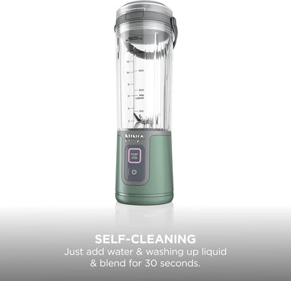 Ninja Blast Portable Blender, 530ml, Leakproof Lid & Sip Spout, Powerful Cordless Mini Blender, Rechargeable, Portable Smoothies, Protein Shakes, Blends Ice & Frozen Fruit, Forest Green, BC151UKEM