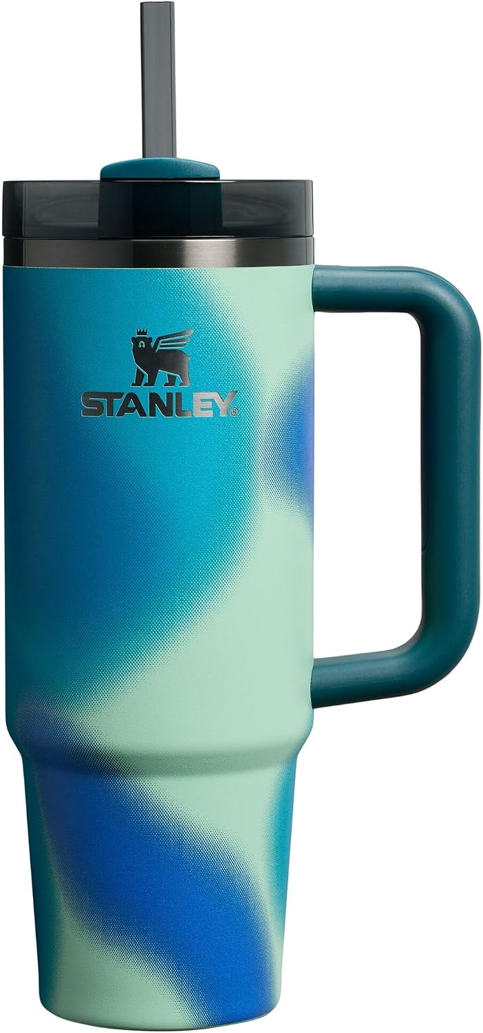 STANLEY 1913 Quencher H2.0 Flowstate Tumbler 1.2L - Cold for 11 Hours - Iced for 48 Hours - Metal Water Bottle with Straw, Handle and Lid - Dishwasher Safe - Travel Mug for Cold Drinks - Azure | Cold For 11 Hours - Iced For 48 Hours - Stainless Steel Tumb