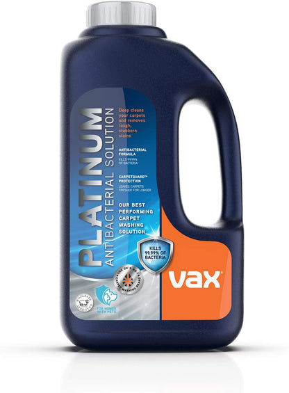 Vax Platinum Antibacterial 4L Carpet Cleaner Solution, Stain Remover Shampoo, Citrus & Blossom Scent, Removes 99.99% of bacteria, Neutralises Pet Odours, 1-9-142405, Blue