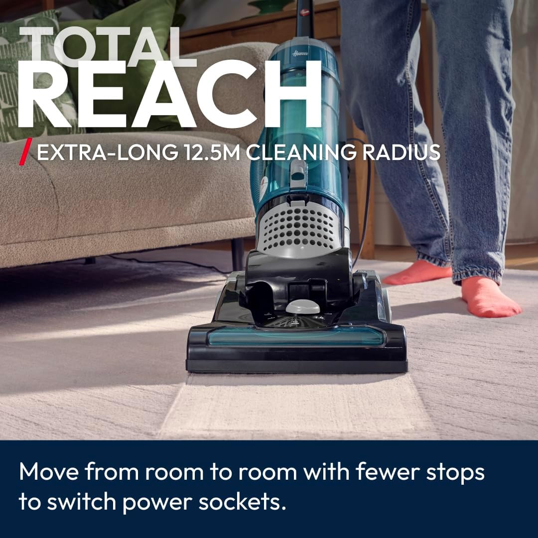 Hoover Breeze EVO Pets Upright Vacuum Cleaner, 850w Lightweight Corded Bagless Pet Hair Vacuum, 3L Bin, 4.5m Hose, Pet Tool, Long Reach for Carpets Hard Floors Stairs [TH31B002001]