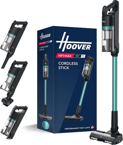 Hoover HF1 Max Cordless Vacuum Cleaner with Anti-Hair Wrap, 50 Min Runtime, 200W Motor, 3-Speed Modes, LED Headlights, Converts to Handheld, Bagless & Easy-Empty [HF1M10H]