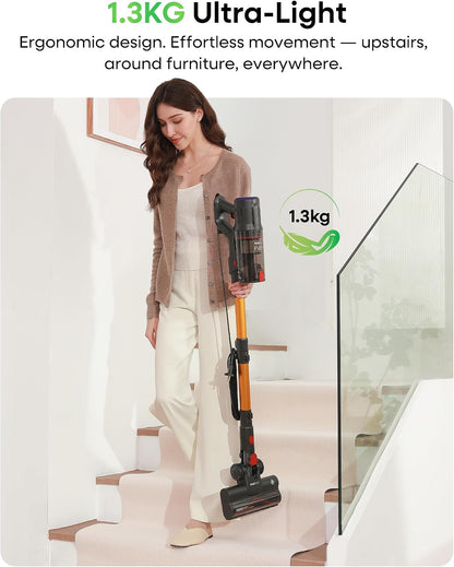 FAMIVAC FV2 Corded Vacuum Cleaner 65Kpa/600W, Powerful Hoover with Mattress Brush & Anti Hair Wrap, 1.3KG Lightweight, 7M Cord, 1.5L, GreenLight & Self-Standing Brush for Home Carpet Floor Pet Hair