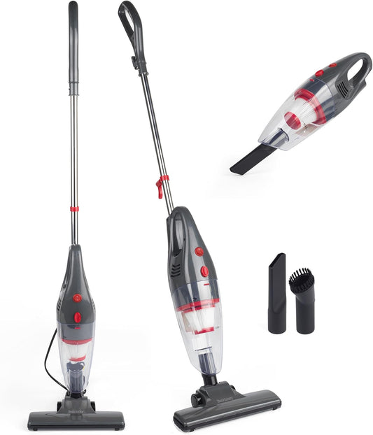 Beldray 2 in 1 Upright Vacuum Cleaner, Corded Handheld Vacuum Cleaner, Lightweight, Bagless, with 1L Dust Tank, HEPA Filter, 600W, Crevice and Brush Tools, Stairs, Upholstery and Car