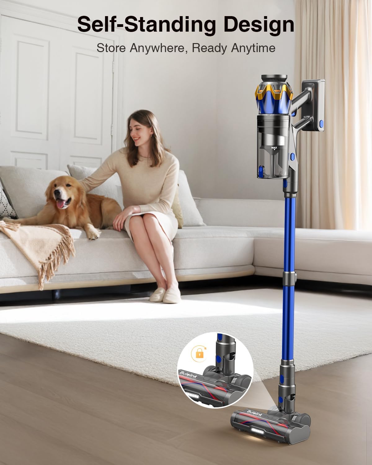 600W 50kPa 70Mins Cordless Vacuum Cleaner, 1.8L Self-Standing Anti-Tangle Vacuum cleaners for Home with OLED Touch Screen, Wall-Mounted Charging, for Pet Carpet Car Hardwood Floor