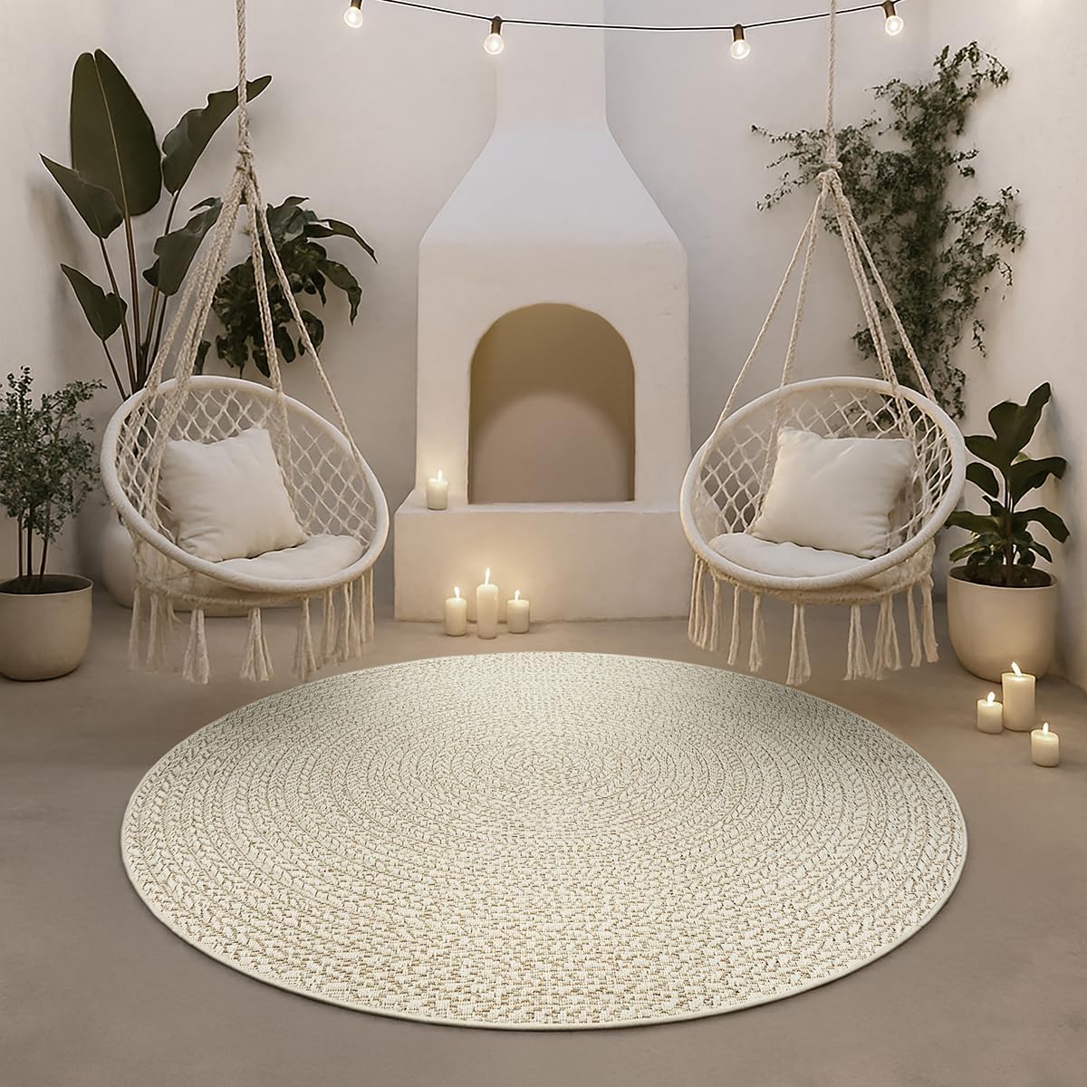 the carpet Kansas - robust indoor and outdoor carpet in natural jute look, weatherproof, suitable for patio and garden, approx. 120 x 170 cm