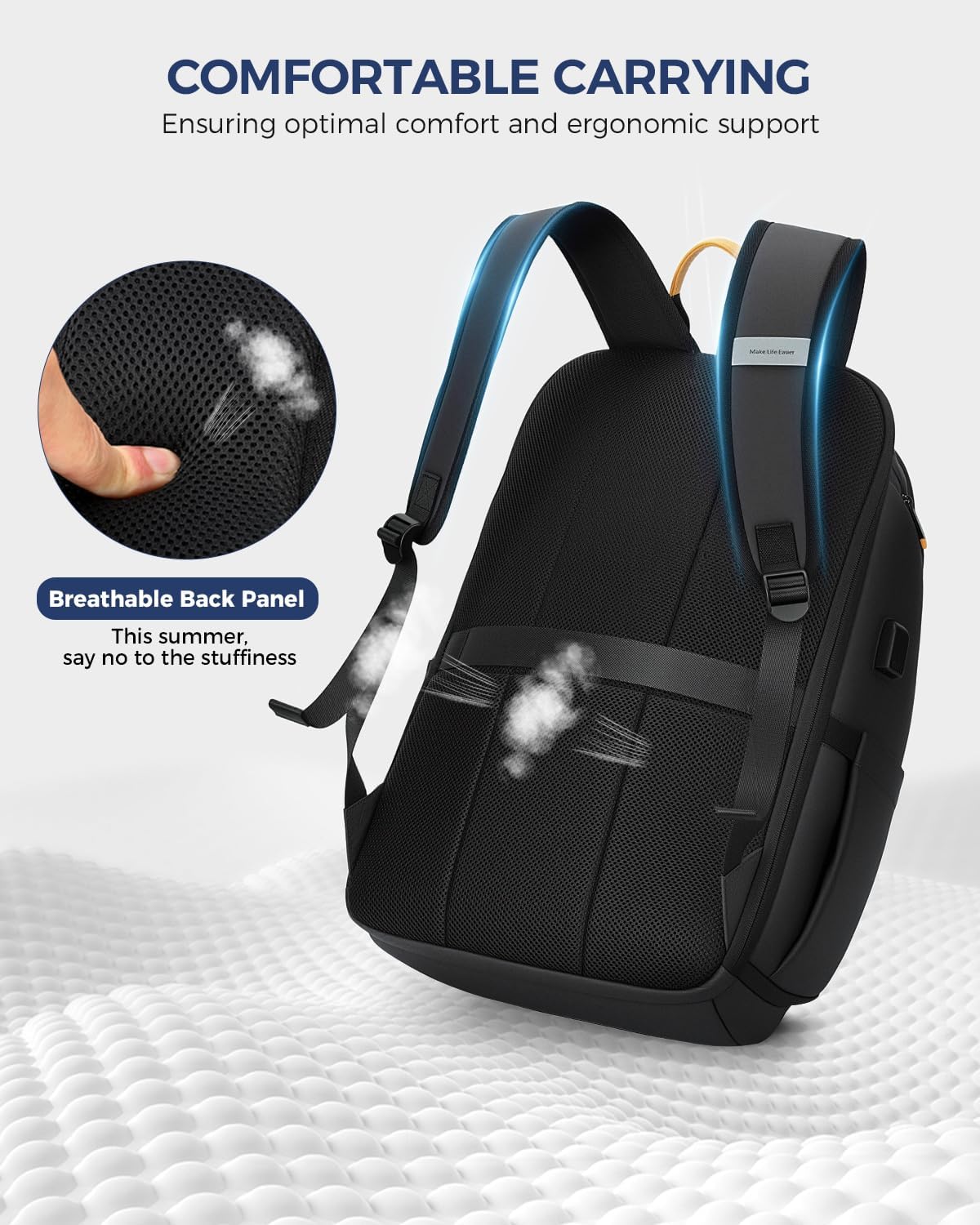 Ponhog 30L Travel Laptop Backpack – USB Charging & Anti-Theft Pocket