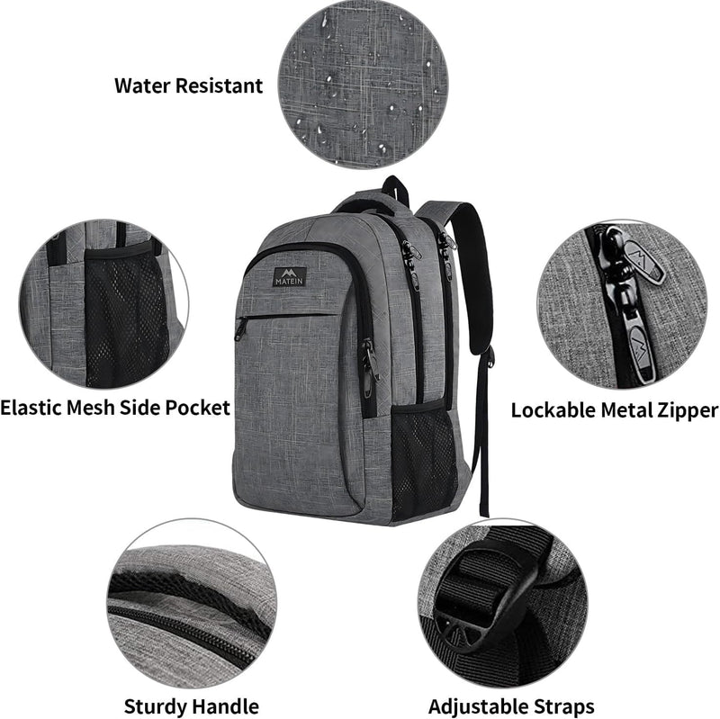 MATEIN Travel Laptop Backpack – Anti-Theft & Luggage Strap