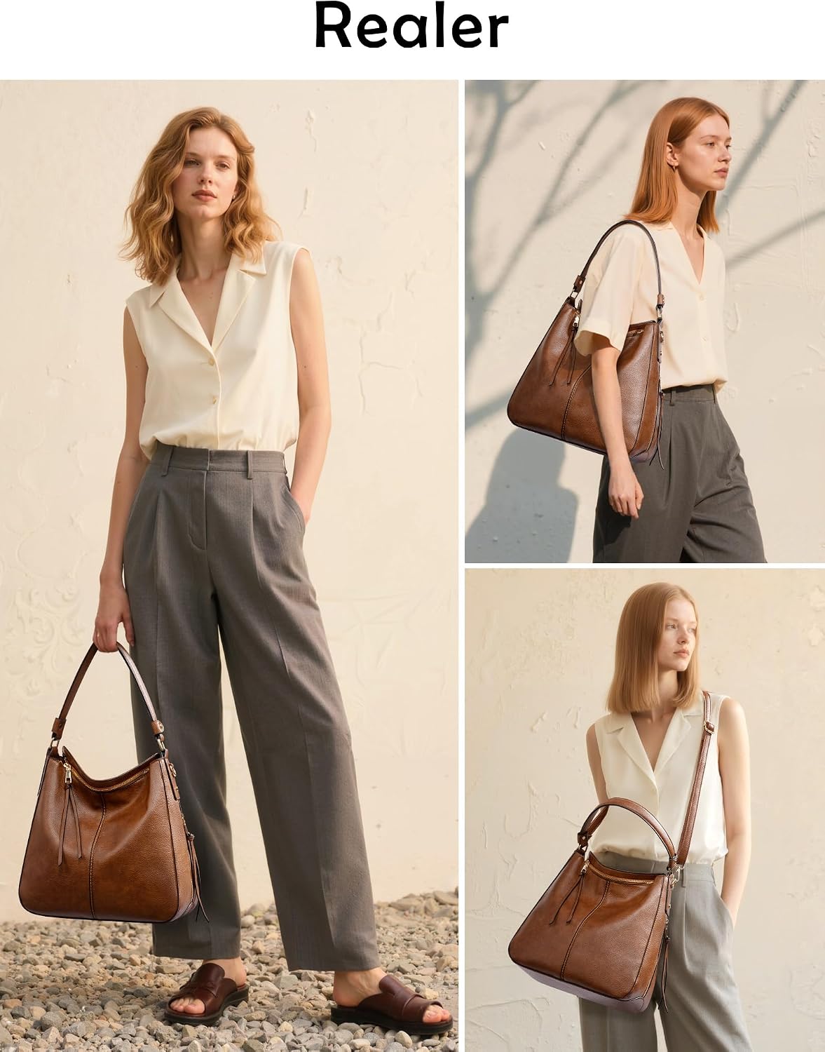 Realer Women's Faux Leather Hobo Crossbody Bag in Large-15.2 Inch