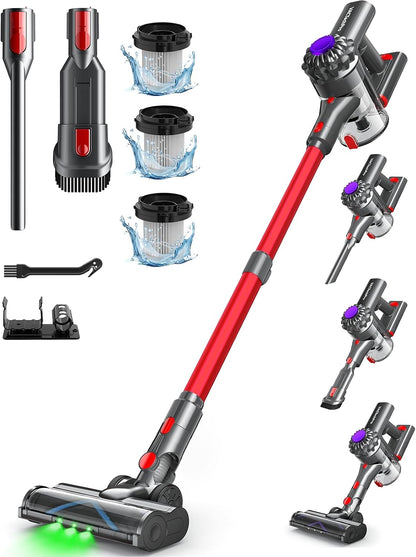 VACTechPro Cordless Vacuum Cleaner, 35KPa/45Mins Stick Vacuum, 6-in-1 Lightweight Powerful Handheld Vacuums with Detachable Battery, Anti-Tangled Upright Vacuum for Pet Hair Carpet Home Stair Car