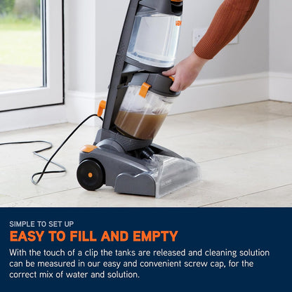Vax Dual Power Carpet Cleaner Machine, Upright Portable Carpet and Rug Shampooer Washer, Included Solution, Easy to Carry, Orange, 800W, 5.8kg W86-DP-B