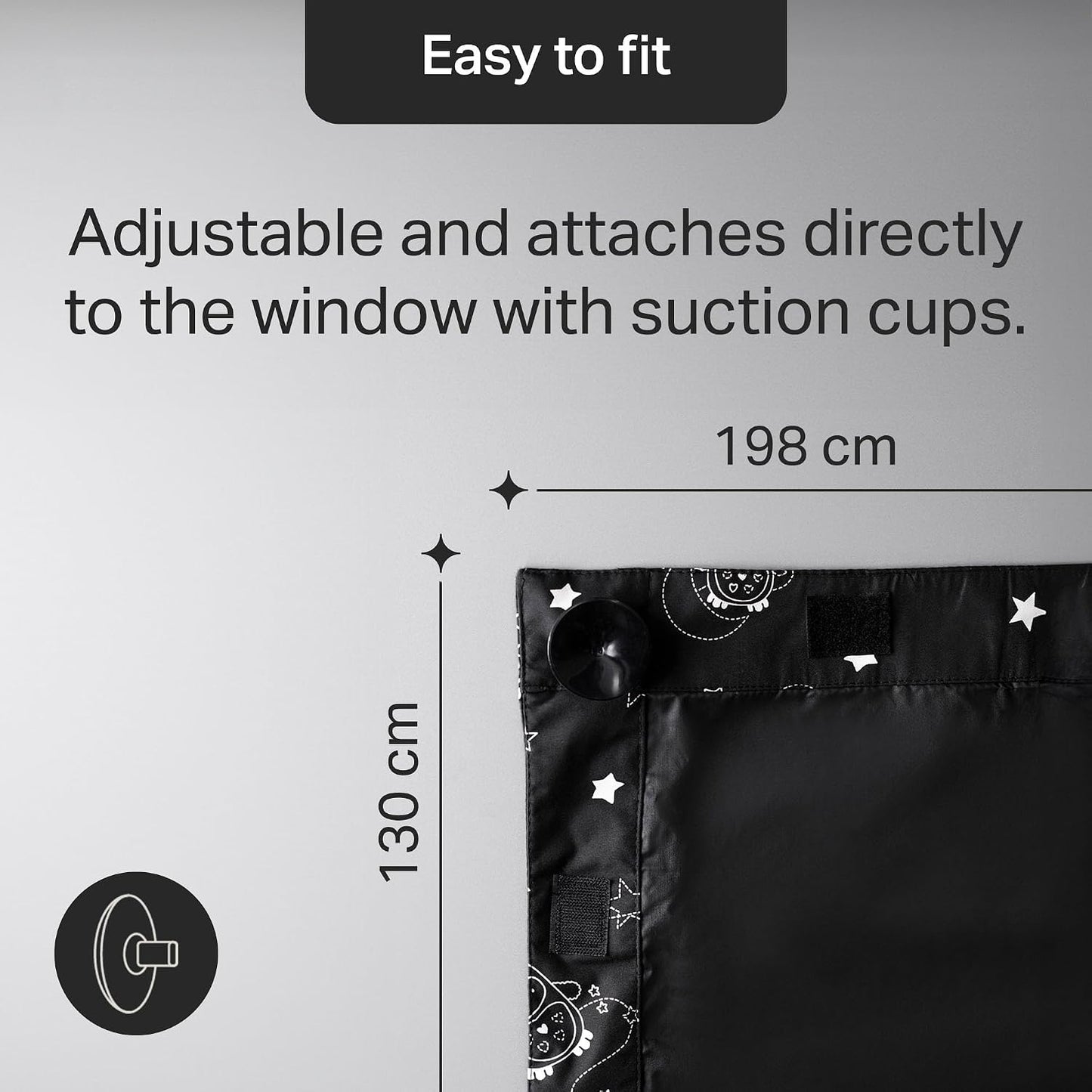 Tommee Tippee Sleeptight Portable Blackout Blind with Suction Cups, Adjustable and Lightweight, Large, 130 x 198cm