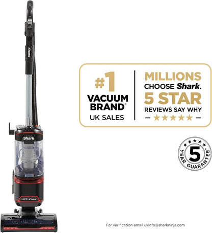 Shark Corded Upright Vacuum Cleaner 1.1L with Lift-Away Technology, Pet Model, LED Headlights, Anti-Allergen, 8m Cord, 750W, Pet, Crevice & Multi-Surface Tools, Red/Black, NV602UKT