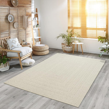 the carpet Kansas - robust indoor and outdoor carpet in natural jute look, weatherproof, suitable for patio and garden, approx. 120 x 170 cm