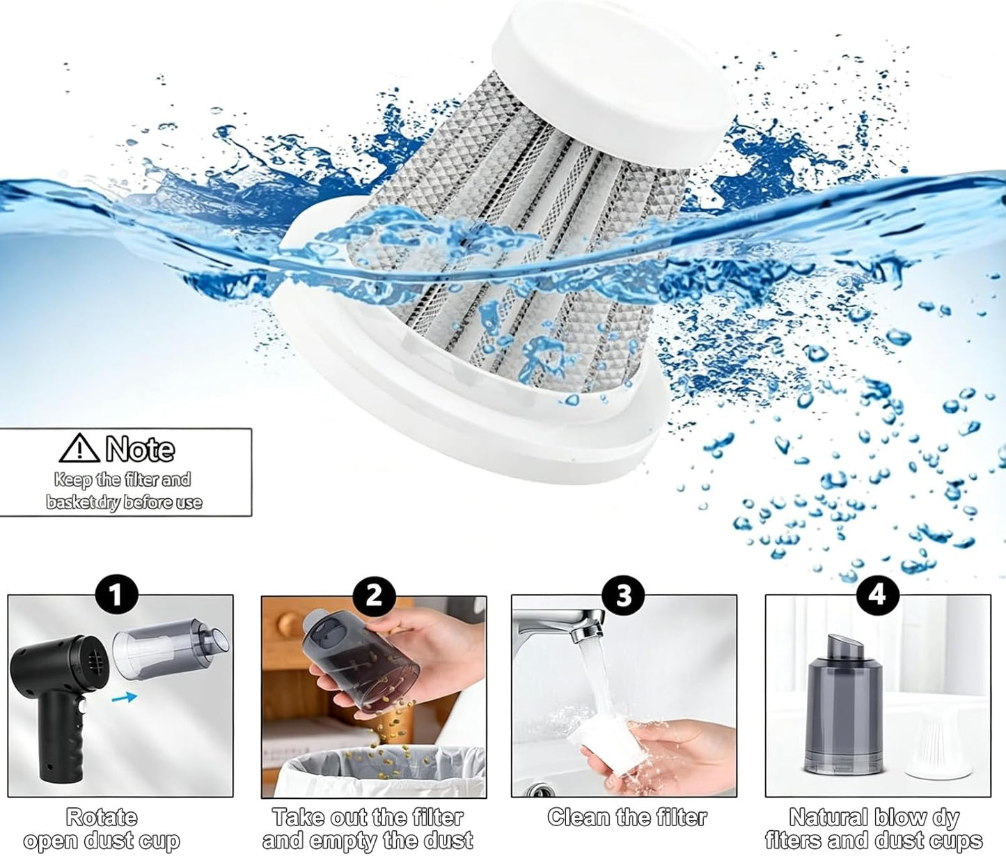 Handheld Vacuum Cleaner,Portable Rechargeable Mini Vacuum,22000PA Power, 4-in-1 Mini Car Vacuum,Lightweight Mini for offices, cars, homes, and offices various scenarios