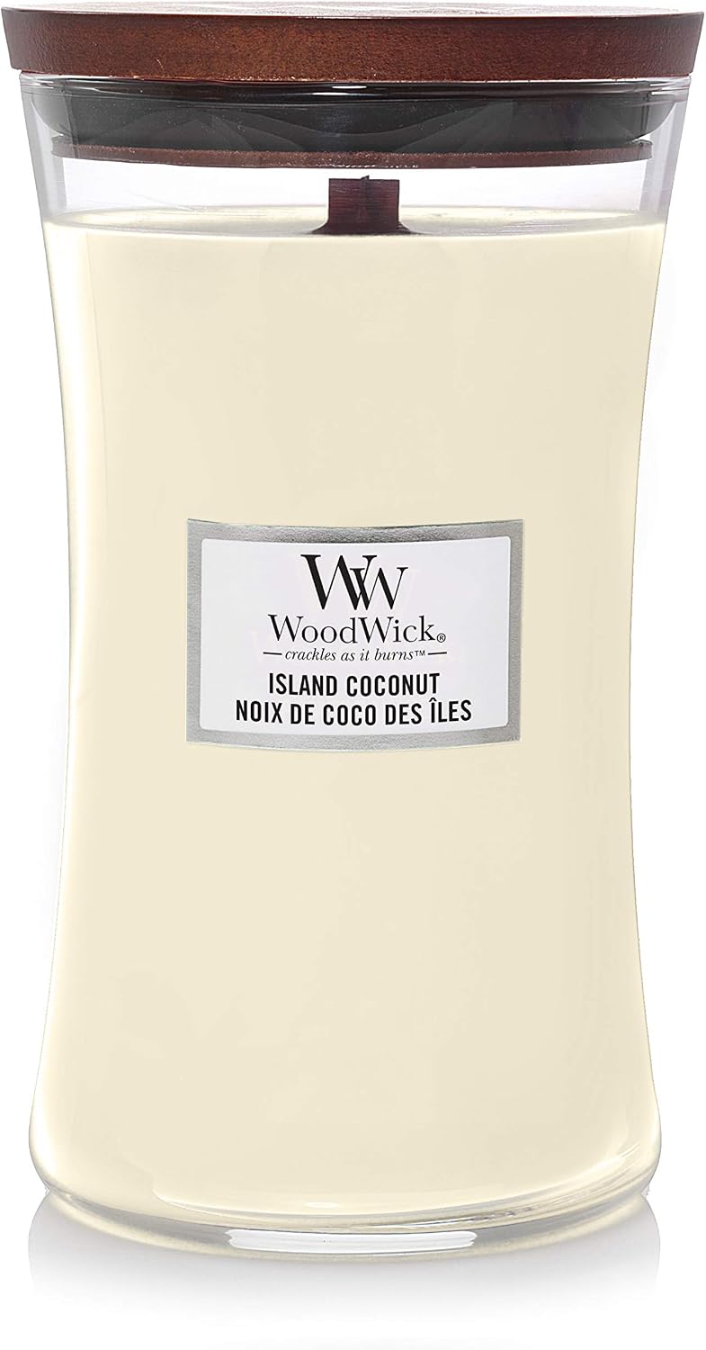 WoodWick Medium Hourglass Scented Candle | White Tea & Jasmine | with Crackling Wick | Burn Time: Up to 60 Hours | Gifts for Women