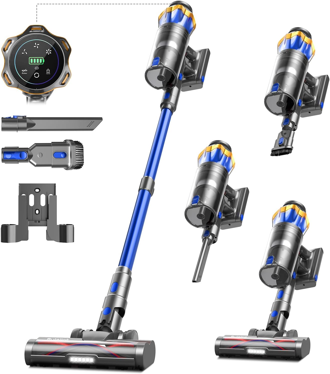 600W 50kPa 70Mins Cordless Vacuum Cleaner, 1.8L Self-Standing Anti-Tangle Vacuum cleaners for Home with OLED Touch Screen, Wall-Mounted Charging, for Pet Carpet Car Hardwood Floor
