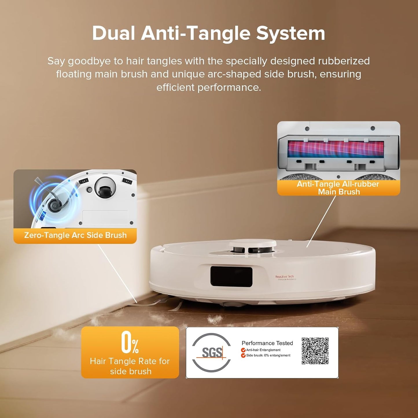 roborock Qrevo Series Robot Vacuum Cleaner with Mop, 10,000Pa Suction, Upgraded from Qrevo S, Dual Anti-Tangle Brushes, Smart Obstacle Avoidance, Auto Mop Washing&Drying, All-in-One Dock,White(QV 35S)