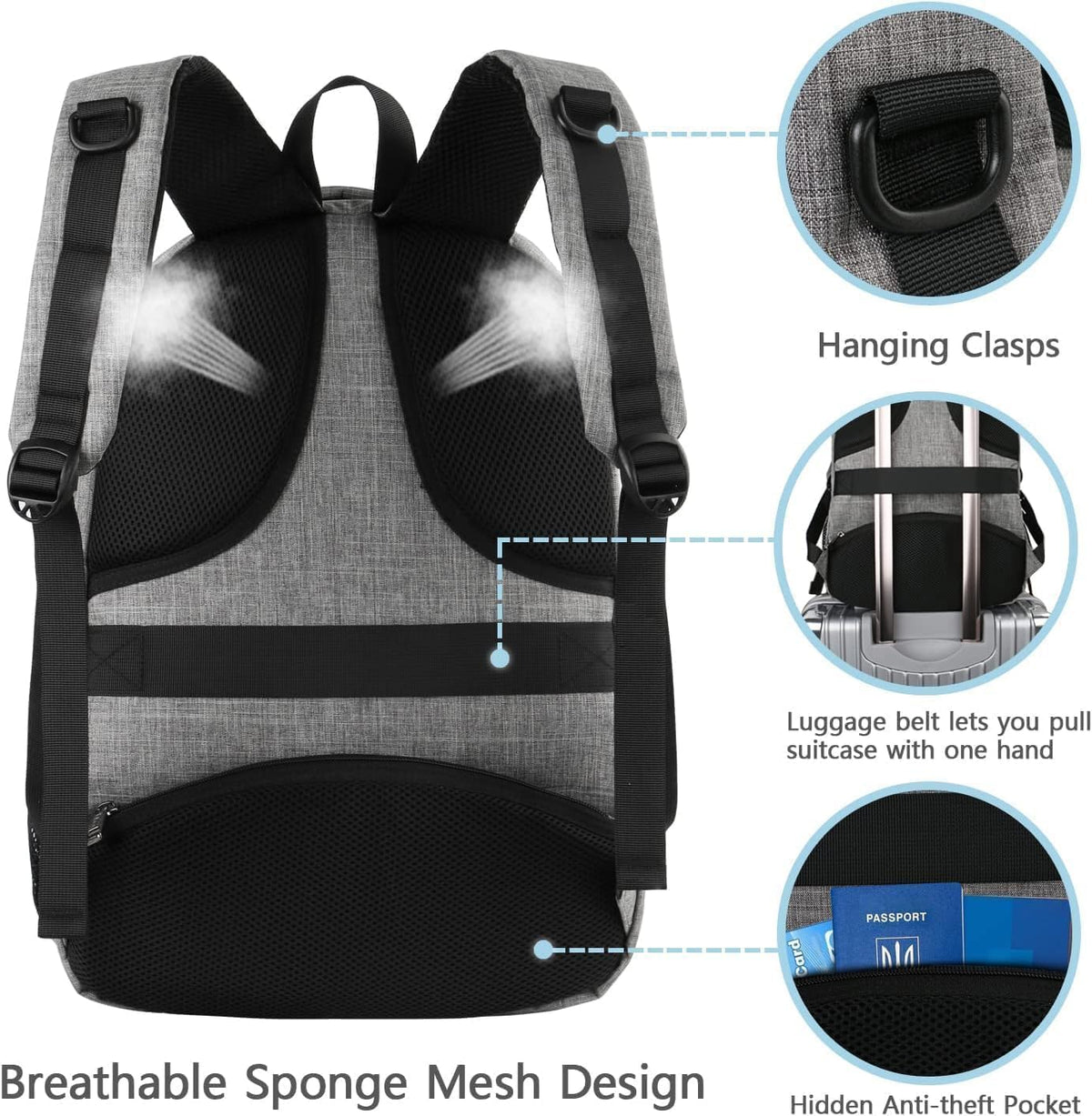 MATEIN Travel Laptop Backpack – Anti-Theft & Luggage Strap