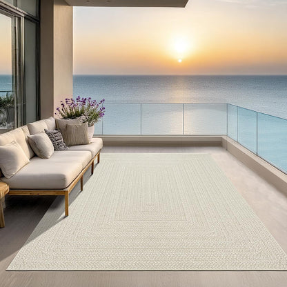 the carpet Kansas - robust indoor and outdoor carpet in natural jute look, weatherproof, suitable for patio and garden, approx. 120 x 170 cm