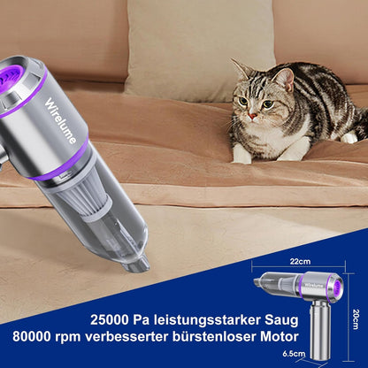Handheld Car Vacuum Cleaner Cordless Powerful 22000Pa Strong Cyclonic Suction Blowing Brushless Motor Portable Rechargable Lightweight for Pet Hair Vehicle Home Office Purple