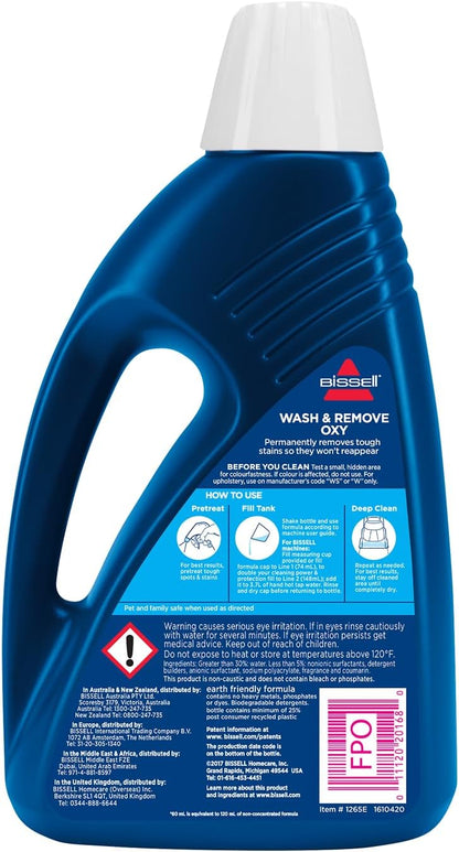 BISSELL Wash & Remove Deep Clean + Oxy Formula 1.5L 1265E | For Upright Carpet Cleaners, provides permanent stain removal