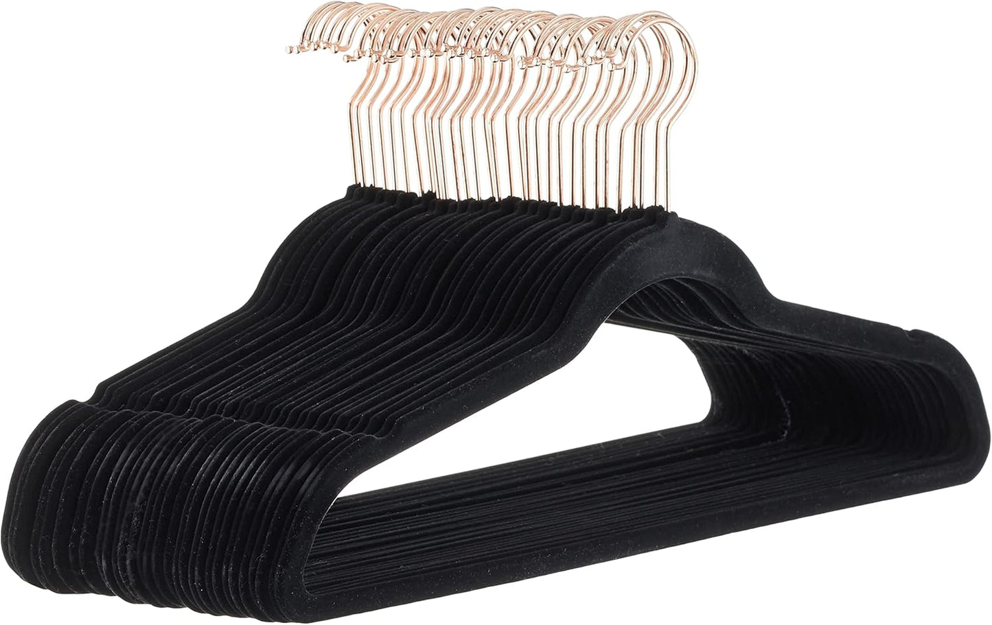Amazon Basics Slim Velvet Non-Slip Suit Hangers - 30-Pack, Black/Silver