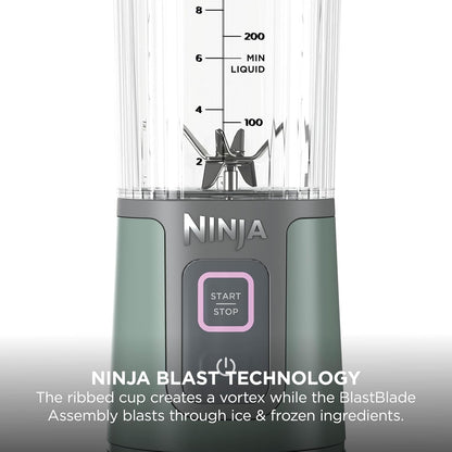 Ninja Blast Portable Blender, 530ml, Leakproof Lid & Sip Spout, Powerful Cordless Mini Blender, Rechargeable, Portable Smoothies, Protein Shakes, Blends Ice & Frozen Fruit, Forest Green, BC151UKEM