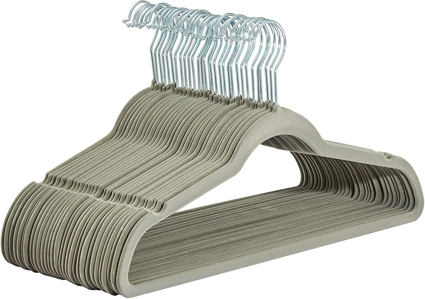 Amazon Basics Slim Velvet Non-Slip Suit Hangers - 30-Pack, Black/Silver