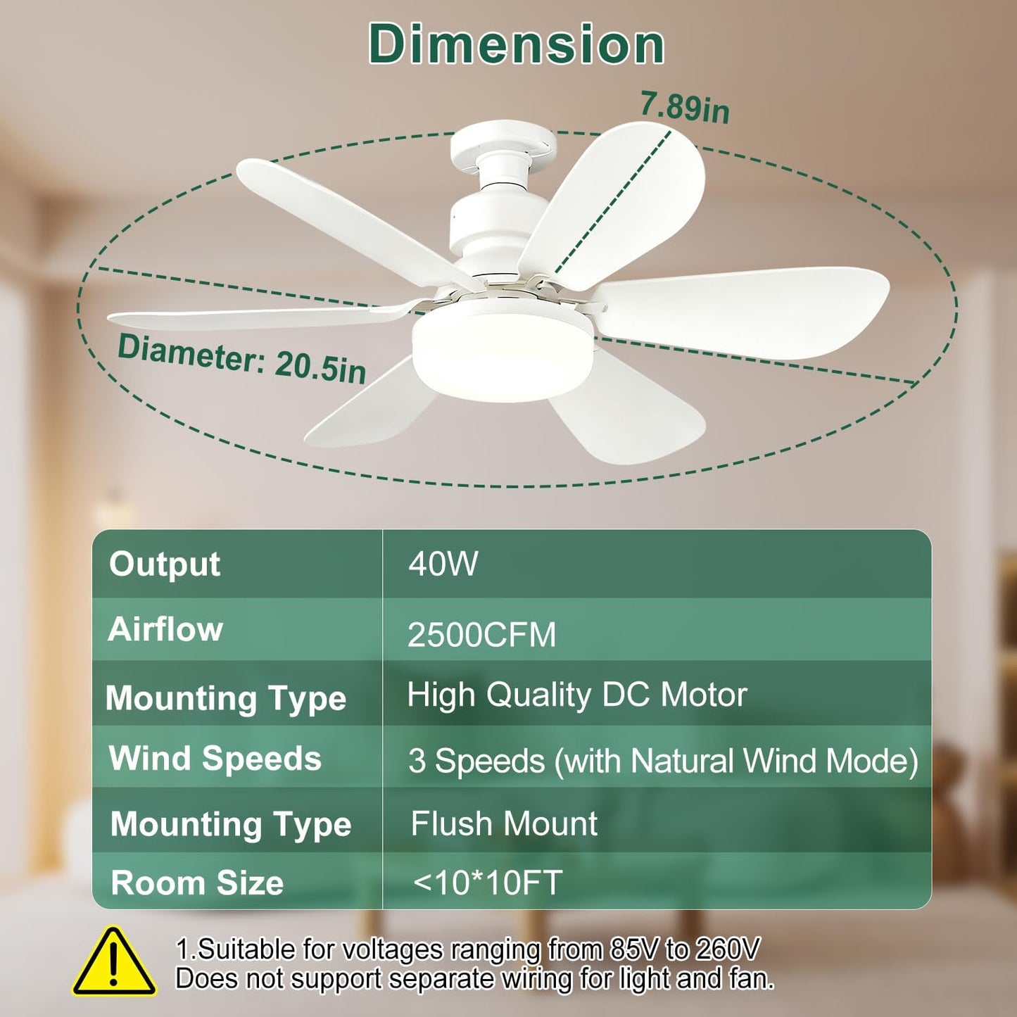 Ceiling Fan Light, FIBRAVE E27 Fan Lights with Remote Control, Stepless Dimmable 30W 1800 Lumens 3000-6500K 3-Color 3-Speed, Small Ceiling Fan with Light for Bedroom, Kitchen, Bathroom (White)
