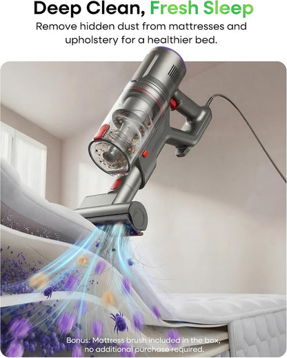FAMIVAC FV2 Corded Vacuum Cleaner 65Kpa/600W, Powerful Hoover with Mattress Brush & Anti Hair Wrap, 1.3KG Lightweight, 7M Cord, 1.5L, GreenLight & Self-Standing Brush for Home Carpet Floor Pet Hair