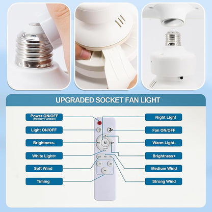 52CM Ceiling Fans with Lights and Remote Control, 40W E27 Screw-In Light Bulb Fan with 3 Speeds & 3 Color, Timer Function, Dimmable 3000K-6500K, Ceiling Fan Light for Bedroom, Living Room, Kitchen