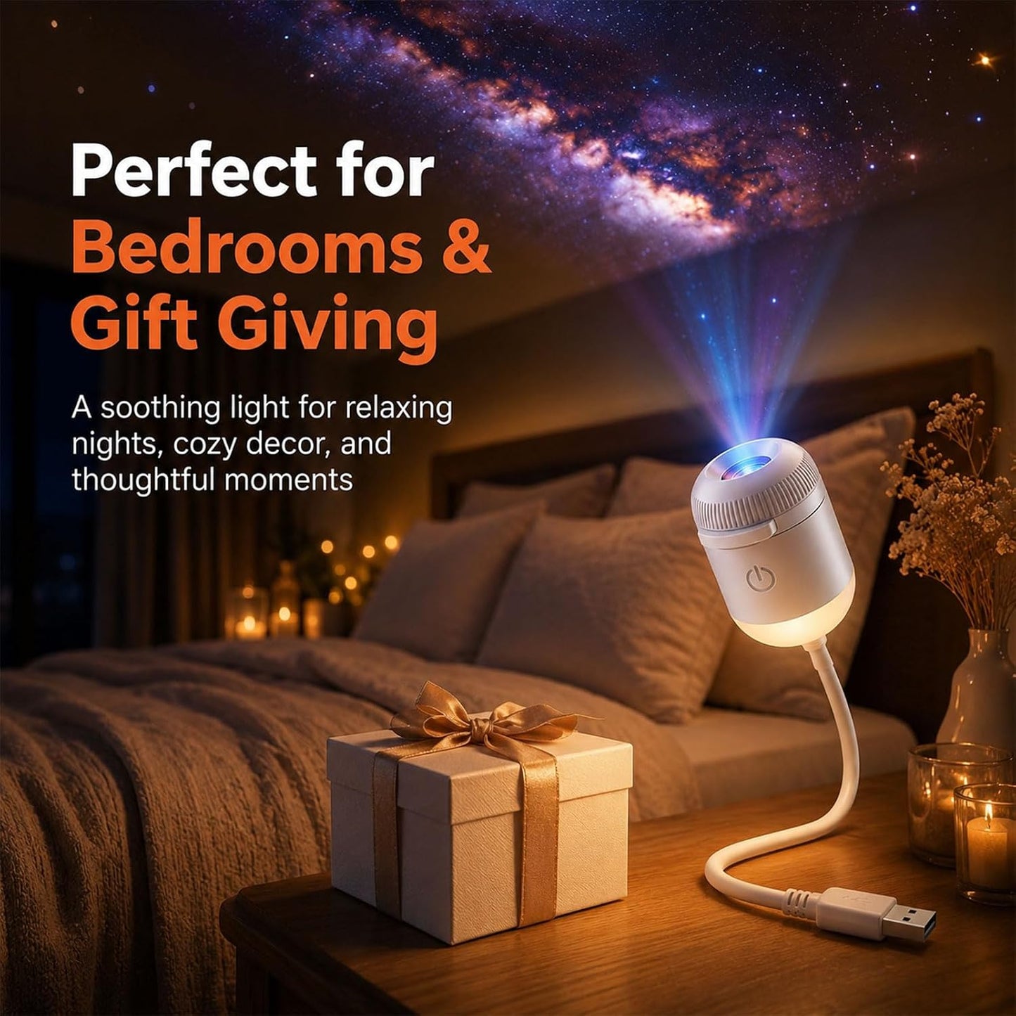 HD Smart Dynamic 5D Holographic Night Light Projector, Plug and Play 2-in-1 Galaxy Star and Ocean Projector with 24 Films, 360 Rotating USB Powered Ceiling Light for Bedroom Decor (24 Films)