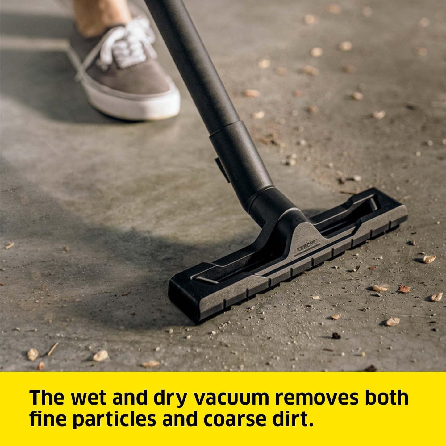 KÄRCHER Wet and Dry Vacuum Cleaner WD 2 Plus, blowing function, power: 1000w, incl. cartridge filter, floor and crevice nozzle, Yellow, plastic container: 12 l, suction hose: 1.8 m