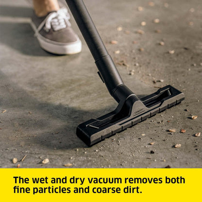 KÄRCHER Wet and Dry Vacuum Cleaner WD 2 Plus, blowing function, power: 1000w, incl. cartridge filter, floor and crevice nozzle, Yellow, plastic container: 12 l, suction hose: 1.8 m