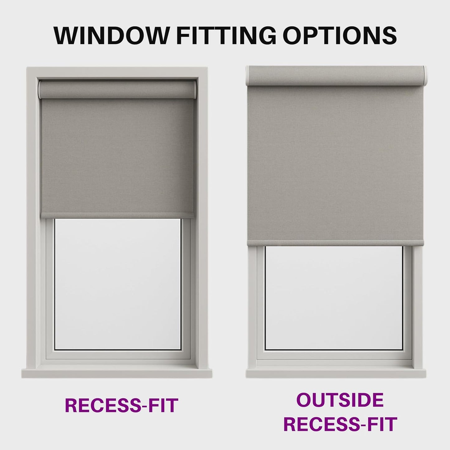 FURNISHED Roller Blinds Thermal Blackout Roller Blind - Trimmable Insulated UV Protection Child Safe Easy Fit Home Office Window Blinds, Dark Grey, 70 cm Wide x 165 cm Long
