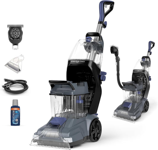 Vax SpinScrub Power Plus Carpet Cleaner Machine, Rug, Upholstery, Car, Stair Upright Shampooer Washer. Handheld Spot Cleaning, SpinScrub and Wash Tool, Solution, 1200W, Grey/Navy Blue, CDCW-SSXA