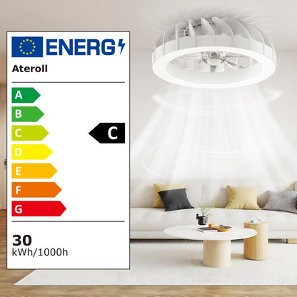 Ateroll Ceiling Fans with Lights, 46CM RGB Fan Ceiling Lights with Remote Control, 6 Speeds Quiet Fan with Timer and Memory, 3000K-6500K Dimmable LED Modern Fan Light for Bedroom Kitchen Living Room