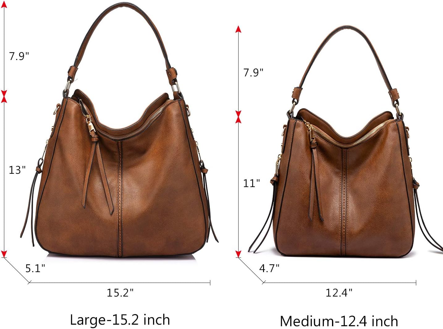 Realer Women's Faux Leather Hobo Crossbody Bag in Large-15.2 Inch