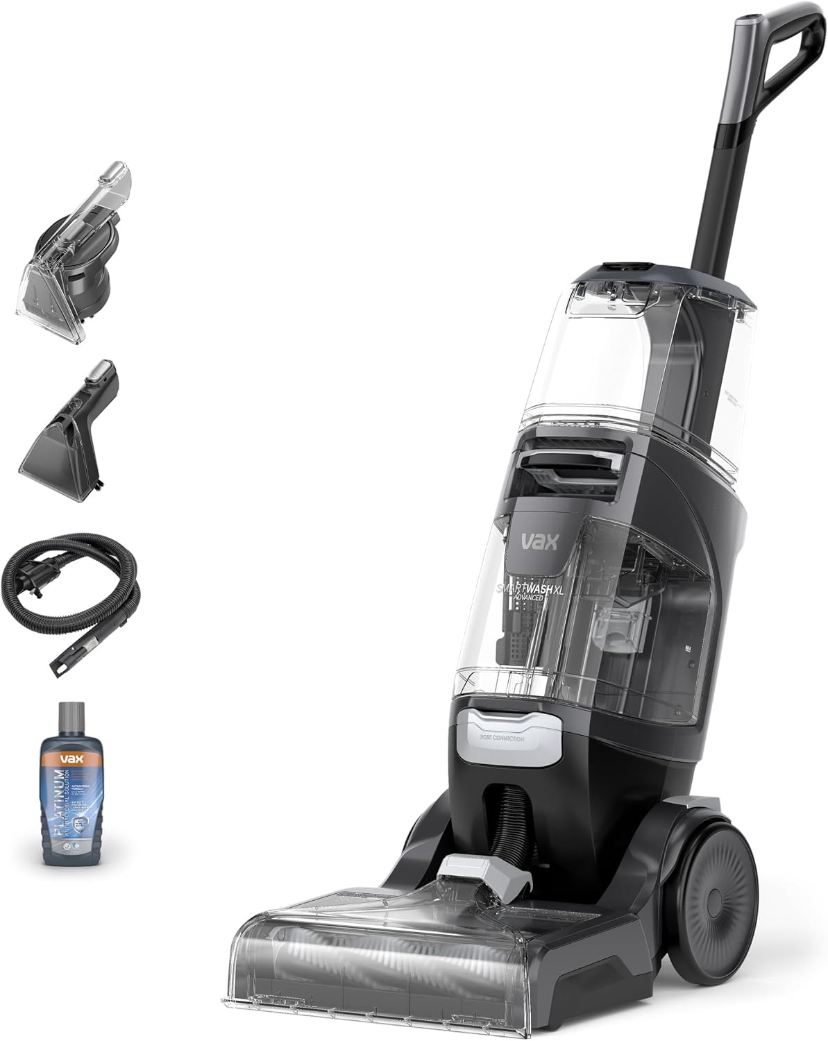 Vax Platinum SmartWash Carpet Cleaner Machine, Rug, Upholstery, Car, Stair Upright Shampooer Washer, Handheld Spot Cleaning, SpinScrub and Wash Tools, Solution, 1200W, 8.5kg, CDCW-SWXS