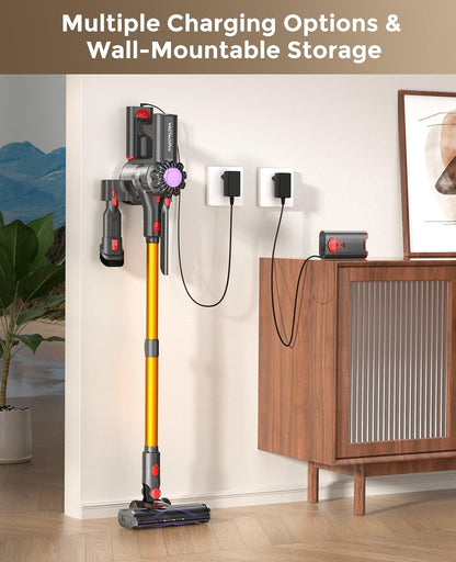 VACTechPro Cordless Vacuum Cleaner, 35KPa/45Mins Stick Vacuum, 6-in-1 Lightweight Powerful Handheld Vacuums with Detachable Battery, Anti-Tangled Upright Vacuum for Pet Hair Carpet Home Stair Car