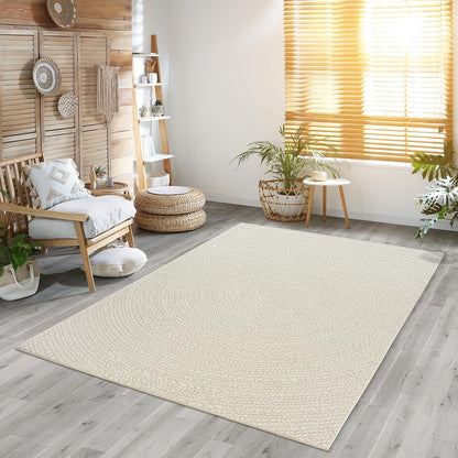 the carpet Kansas - robust indoor and outdoor carpet in natural jute look, weatherproof, suitable for patio and garden, approx. 120 x 170 cm