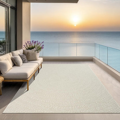 the carpet Kansas - robust indoor and outdoor carpet in natural jute look, weatherproof, suitable for patio and garden, approx. 120 x 170 cm